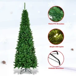 Costway 6.5ft Pre-Lit Hinged Pencil Christmas Tree 250 White Lights -Northlight Sale GUEST c698253c 1782 4c9e 90e6 d05e2053607d