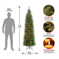 National Tree Company 7 Ft Artificial Pre-Lit Slim Christmas Tree, Green, Kingswood Fir, Multicolor Lights, Includes Stand -Northlight Sale GUEST c6d13328 d836 45b2 8627 5f2b82242427