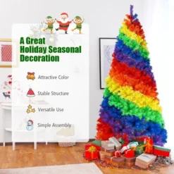Costway 7FT Artificial Hinged Colorful Rainbow Full Fir Christmas Tree With 1213 Tips -Northlight Sale GUEST c7226676 8e16 48fe 9476 0c535b7a3d85