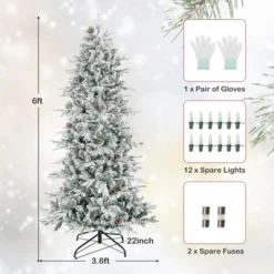 Costway 6 FT/7.5FT Pre-Lit Christmas Tree Snow Flocked Hinged With 715/1107 Branch Tips & 210/350 Lights 15 Costway 6 FT/7.5FT Pre-Lit Christmas Tree Snow Flocked Hinged With 715/1107 Branch Tips & 210/350 Lights -Northlight Sale GUEST c8b779a6 17c3 42b3 8fa6 195b8abd7fa9