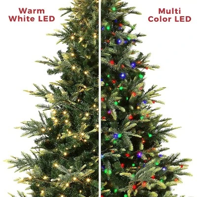 Pre-Lit Artificial Christmas Tree, Spruce Xmas Tree With Thick PE & PVC Branches, UL Listed Warm White Lights, Fire-Resistant, Home, Office 6 Pre-Lit Artificial Christmas Tree, Spruce Xmas Tree With Thick PE & PVC Branches, UL Listed Warm White Lights, Fire-Resistant, Home, Office - Image 4