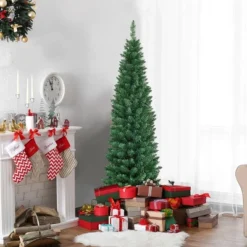 Costway 5'/6'/7'/8' /9' PVC Artificial Pencil Christmas Tree Slim Green -Northlight Sale GUEST c9ce9bbd 453f 4b78 877a 80365a42797b