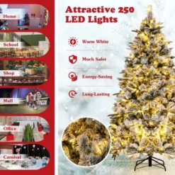 Costway 6/7 FT Pre-Lit Flocked Christmas Tree Hinged Xmas Decoration With 250/300 LED Lights -Northlight Sale GUEST c9e8bc0c a720 44f9 be15 6b15e11a0c11