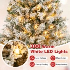 Costway 6 FT/7FT/8FT Pre-Lit Christmas Tree 3-Minute Quick Shape Flocked Decor With 300/450/600 LED Lights -Northlight Sale GUEST cf19f28d ca5f 40c5 975a 7b8e1252c036