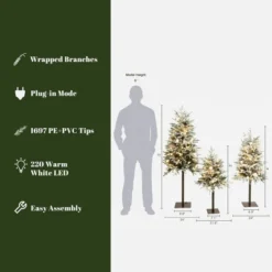 LuxenHome 3-Piece Pre-Lit Snowy Branches Artificial Christmas Tree Set With Metal Base Green -Northlight Sale GUEST cfa006ec 2749 4d57 944c b43f22bbe13a