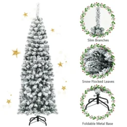 Costway 4.5/6/7.5 Ft Unlit Hinged Snow Flocked Artificial Pencil Christmas Tree With 242/500/641 Branch -Northlight Sale GUEST d06037fd 0c36 4dbd bf16 8c1efd201f4c