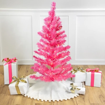 Northlight Pre-Lit Tinsel Artificial Christmas Tree - 3' - Pink - Clear Lights 3 Northlight Pre-Lit Tinsel Artificial Christmas Tree - 3' - Pink - Clear Lights