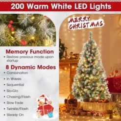 Costway 5FT/6.5FT/7.5FT Artificial Christmas Tree Hinged With 200/420/560/650 Warm LED Lights & 126/207/267/309 Red Berries -Northlight Sale GUEST d57a2282 24d0 4418 b765 0674bd01cf23