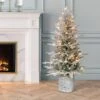 4.5ft Pre-Lit Potted Flocked Scandinavian Fir Artificial Christmas Tree - Puleo: Indoor/Outdoor Use, Easy Setup -Northlight Sale GUEST d5bd53ae 477a 4997 9b3f 501934236a83
