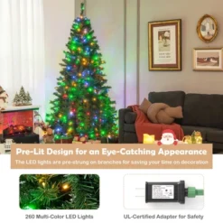Costway 6FT/7FT Pre-Lit Hinged Christmas Tree With 260/350 Multi-Color Lights & 3-Minute Quick Shape No Fluffing Required -Northlight Sale GUEST d5e21079 1b82 48cd b062 c2907f3f0bf4