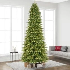 12ft Pre-lit Full Artificial Christmas Tree Forest Fir - Puleo
