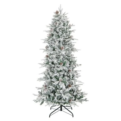 Costway 6 FT/7.5FT Pre-Lit Christmas Tree Snow Flocked Hinged With 715/1107 Branch Tips & 210/350 Lights 11 Costway 6 FT/7.5FT Pre-Lit Christmas Tree Snow Flocked Hinged With 715/1107 Branch Tips & 210/350 Lights - Image 9