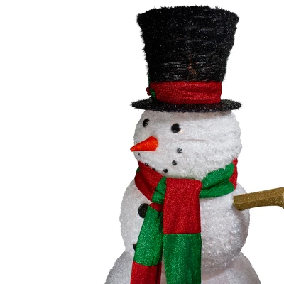 Northlight Lighted Tinsel Snowman Outdoor Christmas Decoration - 60" - Warm White Lights 4 Northlight Lighted Tinsel Snowman Outdoor Christmas Decoration - 60" - Warm White Lights - Image 2