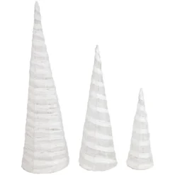 Northlight Glittered Cone Tree Christmas Decoration - 23.5 - White And Silver - Set Of 3 -Northlight Sale GUEST d9ac564c 8216 4ba0 9af2 cef3eae7a676