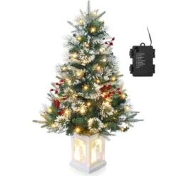 3FT Pre Lit Premium Potted Flocked Arctic Fir Christmas Tree , Artificial Mini Pre Lit Xmas Tree Christmas Decoration Snowman White Base -Northlight Sale GUEST da120485 2aaa 4bca 8bbb 434f40a5cfb9
