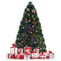 Costway 6Ft Pre-Lit Fiber Optic PVC Christmas Tree Metal Holiday -Northlight Sale GUEST da7fb3b9 7cc9 4178 a5a8 b6ae4cac9149