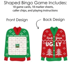 Big Dot Of Happiness Ugly Sweater - Bar Bingo Cards And Markers - Holiday And Christmas Party Shaped Bingo Game - Set Of 18 -Northlight Sale GUEST db354160 0690 49e2 8b2d 59de4eca037e