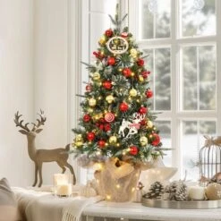 Homhougo 3FT 2-Pack Tabletop Flocked Christmas Trees With Cloth Bag Base, Small Decor For Office Or Entry -Northlight Sale GUEST dc895dc4 bb28 4440 b6df e3f7c28d0a9e