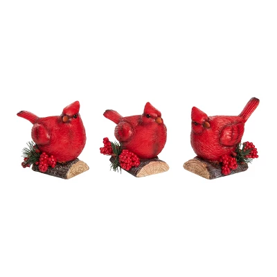 Transpac Set Of 3 Holiday Cardinal Figurines Christmas Home Decorations Resin Decorative Objects 3 Transpac Set Of 3 Holiday Cardinal Figurines Christmas Home Decorations Resin Decorative Objects