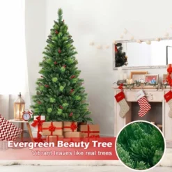 Costway 6FT/7FT/8FT Pre-Lit Artificial Christmas Tree 9 Lighting Modes With 300/400/500 LED Lights & Timer -Northlight Sale GUEST deab3806 b7d5 494a abcc 1842e4d5ffcc