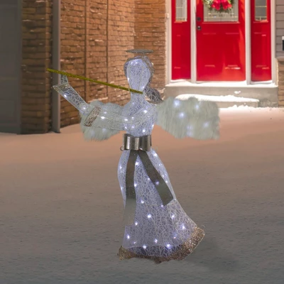 Northlight 36" LED Lighted Lace Angel With Flute Outdoor Christmas Decoration 3 Northlight 36" LED Lighted Lace Angel With Flute Outdoor Christmas Decoration