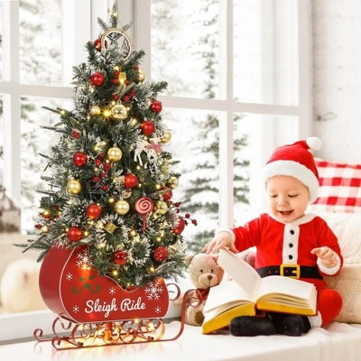 Homfan Pre-installed Lighted Christmas Tree, Snowflake Christmas Tree, Sleigh Base, Artificial Christmas Tree For Home Decoration 7 Homfan Pre-installed Lighted Christmas Tree, Snowflake Christmas Tree, Sleigh Base, Artificial Christmas Tree For Home Decoration - Image 5