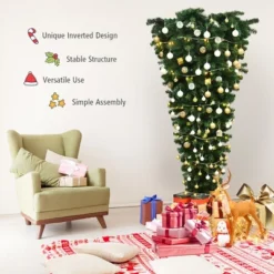 Costway 7Ft Unlit Upside Down Artificial Christmas Tree With 1000 Branch Tips Holiday -Northlight Sale GUEST e07ac67a 428a 4744 9d7c 8c0a2995ed12