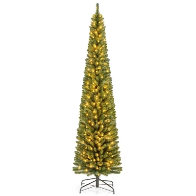 Costway 5/6/7/8 FT Pencil Christmas Tree With 295/392/523/671 Memory Wire Branch Tips 110/140/190/250 LED Lights For Home 15 Costway 5/6/7/8 FT Pencil Christmas Tree With 295/392/523/671 Memory Wire Branch Tips 110/140/190/250 LED Lights For Home - Image 13