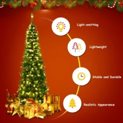 Costway 6.5ft Pre-Lit Hinged Pencil Christmas Tree 250 White Lights -Northlight Sale GUEST e1790fff ffdb 4351 866c d2fad6a6048d