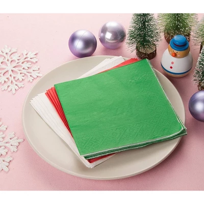 Juvale 210-Pack Plain Disposable Paper Cocktail Napkins For Christmas Party Supplies - Red, Green, White 3 Juvale 210-Pack Plain Disposable Paper Cocktail Napkins For Christmas Party Supplies - Red, Green, White