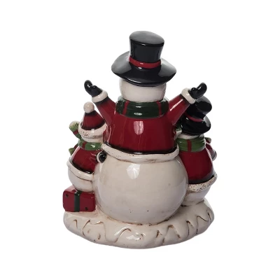 Transpac Dolomite Light Up Jolly Snowmen Décor - Festive Christmas Decorative Objects For Holiday Cheer 6 Transpac Dolomite Light Up Jolly Snowmen Décor - Festive Christmas Decorative Objects For Holiday Cheer - Image 4
