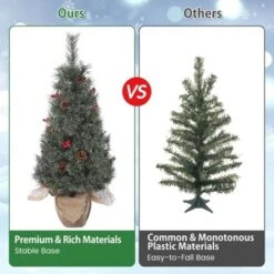 Small Xmas Tree, Mini Christmas Tree W/Lights, 3ft Christmas Tree Pre-lit W/78 Warm White LED Lights,Red Berry Clusters And Cloth Bag Base,2pcs -Northlight Sale GUEST e49827c6 7a93 4db8 bde0 e0e7d8110717