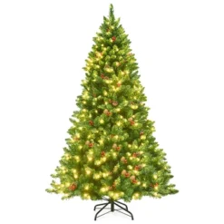 Costway 4.5Ft6.5Ft7.5Ft Pre-lit Hinged Christmas Tree W/ Pine Cones Red Berries And 300450450 LED Lights -Northlight Sale GUEST e64ce20b f50b 4e3d a4a4 9a163811d82b