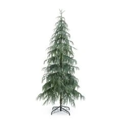LuxenHome 6.5Ft Pre-Lit Slim Artificial Cedar Christmas Tree With Metal Stand Green -Northlight Sale GUEST e729f343 c7ed 4ae5 8557 5db537016c88