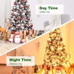 Costway 6ft/7.5ft/9ft Pre-Lit Premium Snow Flocked Hinged Artificial Christmas Tree With 250 Lights/450 Light/550 Lights -Northlight Sale GUEST e7915185 8d22 4f8d 89e4 340a90d03bc2