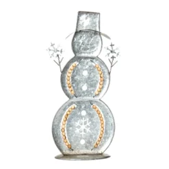 Transpac 23.23 In Silver Beaded Snowman Decor For Christmas - Metal Decorative Object For Holiday Cheer