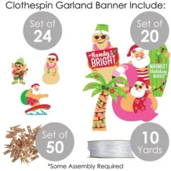 Big Dot Of Happiness Tropical Christmas - Beach Santa Holiday Party DIY Decorations - Clothespin Garland Banner - 44 Pc -Northlight Sale GUEST e8e2daae 032c 47fc 9b50 61204ca664ad