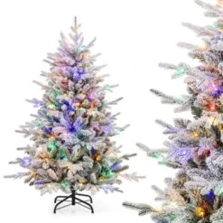 Costway 4.5/6/7 FT Flocked Christmas Tree With 8 Lighting Modes 160/260/350 Multi-Color LED Lights -Northlight Sale GUEST ea77bf63 5b94 4d45 96c0 d93f54d4b244