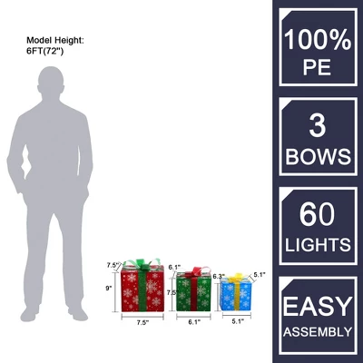 LuxenHome Set Of 3 Colored Presents Lighted Holiday Decoration Multi-Color 8 LuxenHome Set Of 3 Colored Presents Lighted Holiday Decoration Multi-Color - Image 6