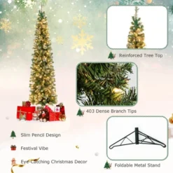 Costway 7ft Pre-lit PVC Artificial & Pine Needles Half Christmas Tree W/ 450 Branch Tips & 150 Lights -Northlight Sale GUEST ebdc157a cc45 42e0 9911 c0a128e692f7