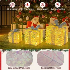 Tangkula Set Of 3 Christmas Lighted Gift Boxes Pre-lit 90 LED Light Up Present Box Decorations With Bows And Plug -Northlight Sale GUEST ebe32a3b 2ca5 458c 8902 a959ea9aa282