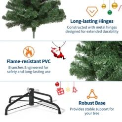 Artificial Christmas Tree, Unlit Full Classic Spruce Xmas Tree With 1450 PVC Branch Tips, Easy To Assemble With Hinge, Metal Foldable Base -Northlight Sale GUEST edd62504 857b 4c14 b195 af1f2ef48f48