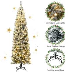 Costway 4.5/6/7.5 Ft Pre-lit Snow Flocked Artificial Pencil Christmas Pine Tree With 150/250/350 LED Lights 17 Costway 4.5/6/7.5 Ft Pre-lit Snow Flocked Artificial Pencil Christmas Pine Tree With 150/250/350 LED Lights -Northlight Sale GUEST ee4b4636 db56 4d97 bc5a 3ca2095e3ee6