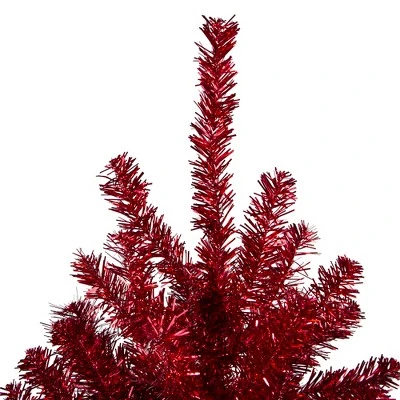 Northlight 6' Metallic Red Tinsel Artificial Christmas Tree - Unlit 4 Northlight 6' Metallic Red Tinsel Artificial Christmas Tree - Unlit - Image 2