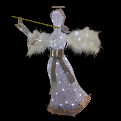 Northlight 36" LED Lighted Lace Angel With Flute Outdoor Christmas Decoration 4 Northlight 36" LED Lighted Lace Angel With Flute Outdoor Christmas Decoration - Image 2
