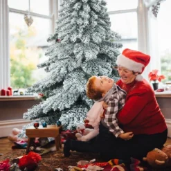 Costway 7.5 Ft Snow Flocked Artificial Christmas Tree Hinged Alaskan Pine Tree Holiday -Northlight Sale GUEST ef384ddd 653f 4366 96fe 35b6be7606af