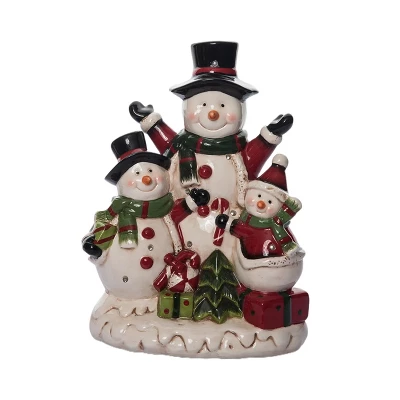Transpac Dolomite Light Up Jolly Snowmen Décor - Festive Christmas Decorative Objects For Holiday Cheer 4 Transpac Dolomite Light Up Jolly Snowmen Décor - Festive Christmas Decorative Objects For Holiday Cheer - Image 2