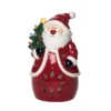 Transpac 9.5 In Red Ceramic Light Up Santa Tree Christmas Decorative Object