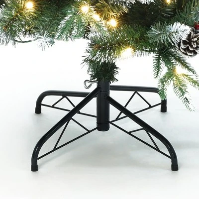 LuxenHome 6Ft Pre-Lit Artificial Pine Christmas Tree With Frosted Tips, Pinecones, And Red Berries Green 10 LuxenHome 6Ft Pre-Lit Artificial Pine Christmas Tree With Frosted Tips, Pinecones, And Red Berries Green - Image 8