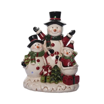 Transpac Dolomite Light Up Jolly Snowmen Décor - Festive Christmas Decorative Objects For Holiday Cheer 3 Transpac Dolomite Light Up Jolly Snowmen Décor - Festive Christmas Decorative Objects For Holiday Cheer